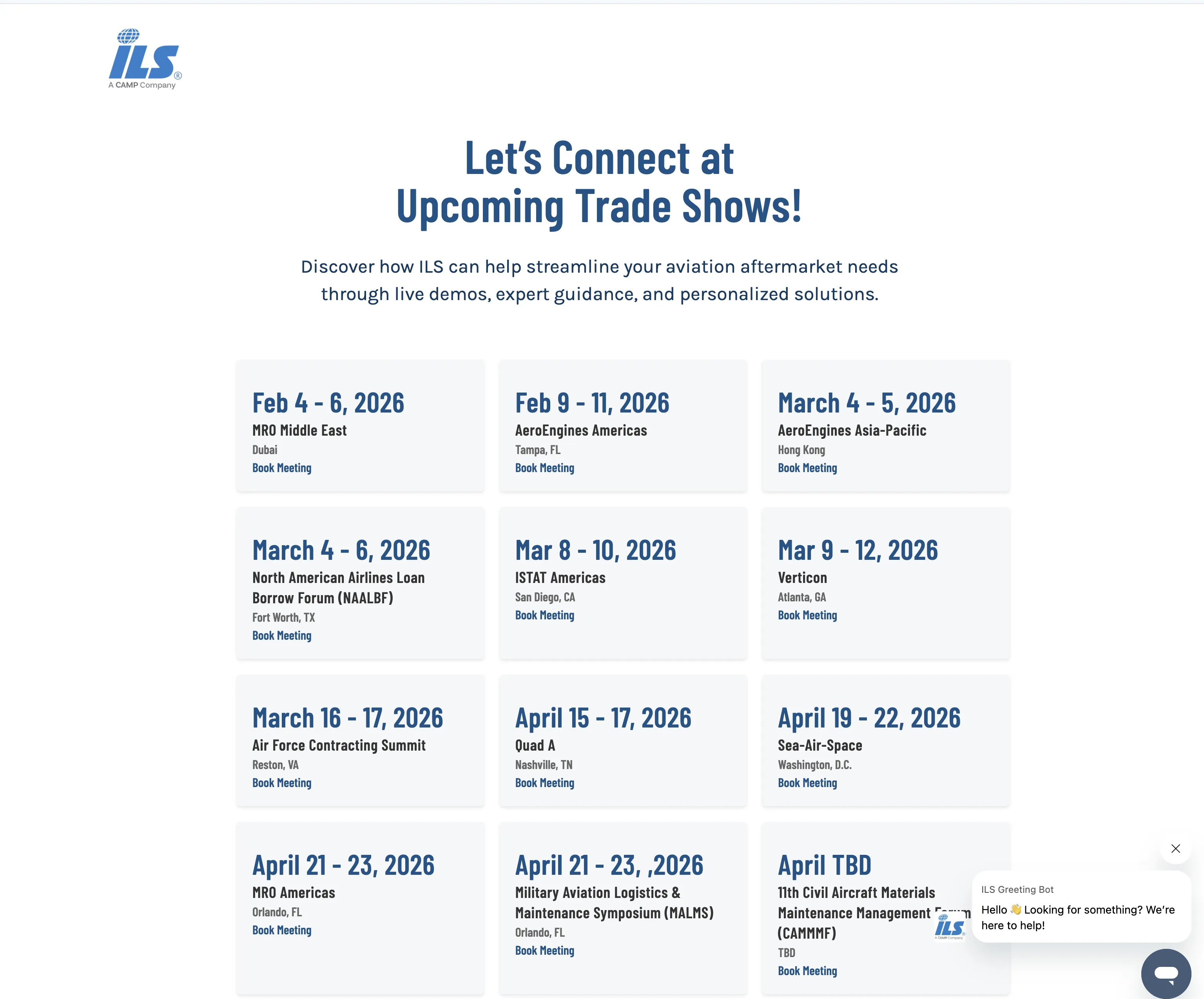 Trade Shows Page - Header