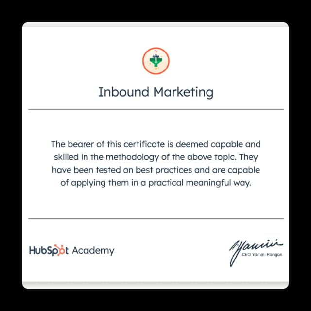 HubSpot Inbound Marketing Certification