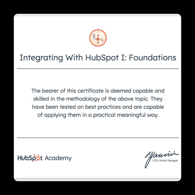 Integrating With HubSpot I: Foundations Certification