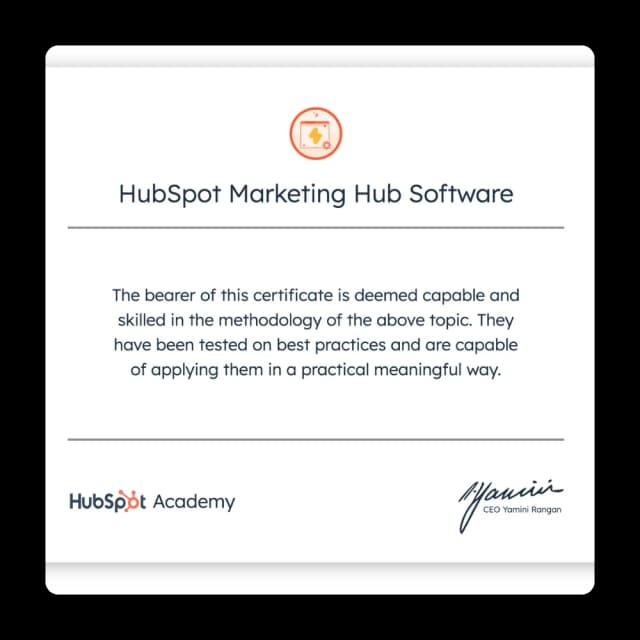 HubSpot Marketing Hub Software Certification